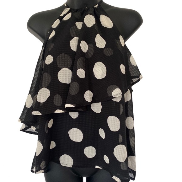 Womens Polka Dot Sleeveles Blouse Who What Wear XS - Picture 5 of 7